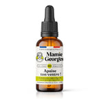 Flacon Apaise ton ventre ! de Mamie Georges, extrait liquide bio de 30 mL, sur fond blanc